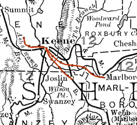 Keene NH - 1924 Trolley Map